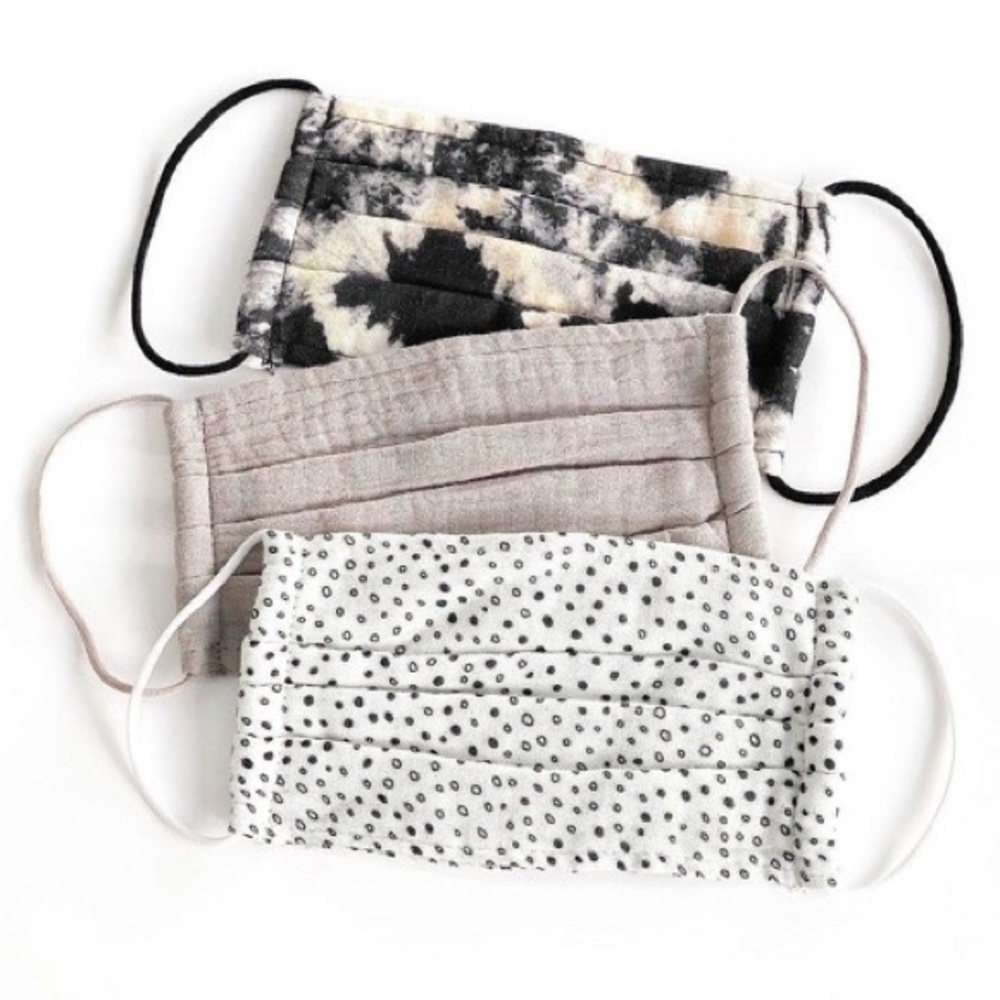 NWT kitsch face masks — leopard, polka dot, plain